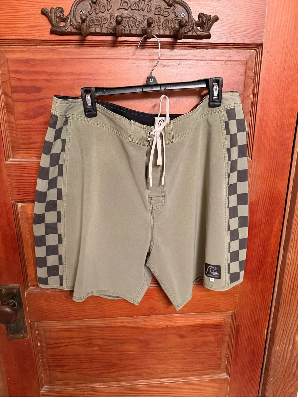 Quiksilver Olive Green Checkerboard Side Boardshorts